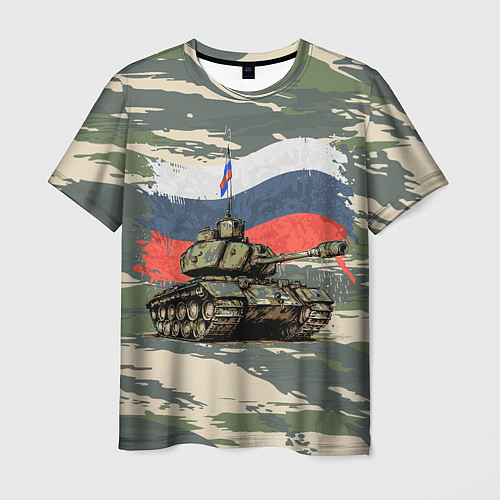 Мужская футболка Танк с Российским флагом / 3D-принт – фото 1