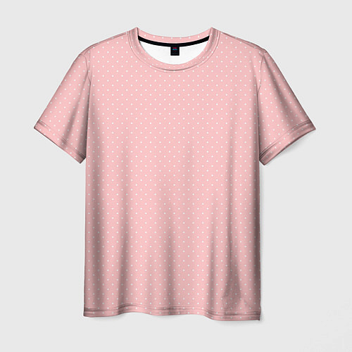 Мужская футболка Светлый розовый в мелкий белый горошек / 3D-принт – фото 1