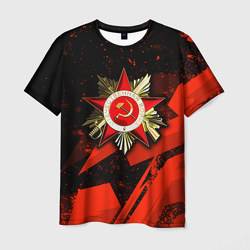 Мужская футболка Великая отечественная - красная абстракция / 3D-принт – фото 1