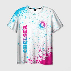 Мужская футболка Chelsea neon gradient style вертикально