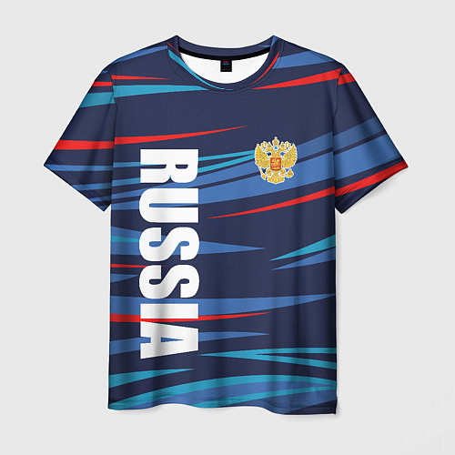 Мужская футболка Россия - blue stripes / 3D-принт – фото 1