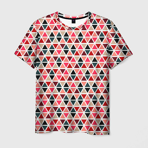 Мужская футболка Бирюзово-розовый геометричный треугольники / 3D-принт – фото 1