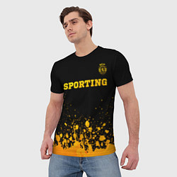 Футболка мужская Sporting - gold gradient посередине, цвет: 3D-принт — фото 2