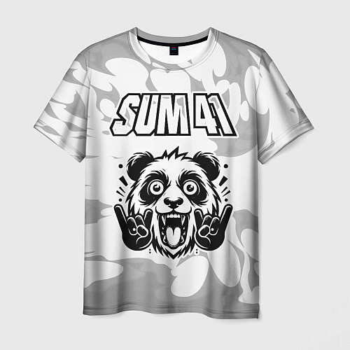 Мужская футболка Sum41 рок панда на светлом фоне / 3D-принт – фото 1