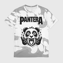 Футболка мужская Pantera рок панда на светлом фоне, цвет: 3D-принт