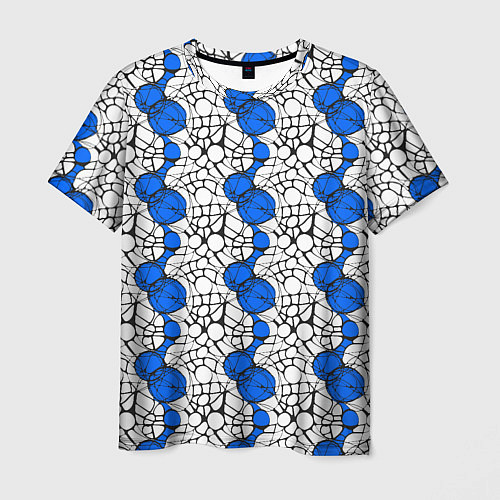 Мужская футболка Нейрографический узор из синих кругов и овалов / 3D-принт – фото 1