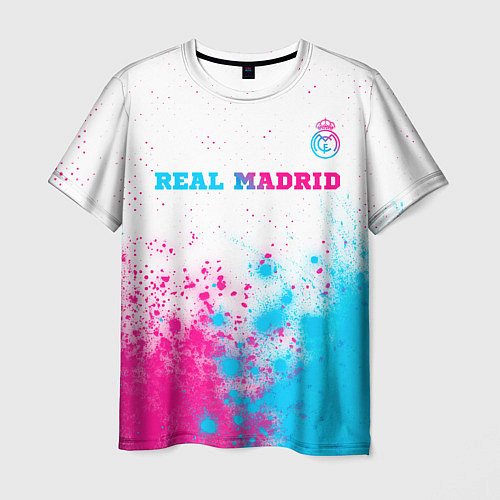 Мужская футболка Real Madrid neon gradient style посередине / 3D-принт – фото 1