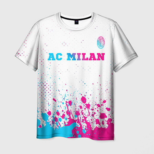 Мужская футболка AC Milan neon gradient style посередине / 3D-принт – фото 1