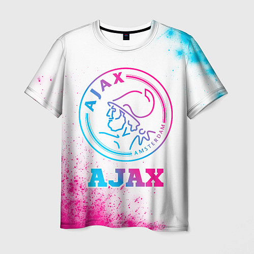 Мужская футболка Ajax neon gradient style / 3D-принт – фото 1