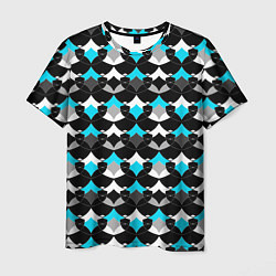 Футболка мужская Синий с черным и белым геометрический узор, цвет: 3D-принт