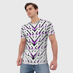 Футболка мужская Black and purple stripes on a white background, цвет: 3D-принт — фото 2