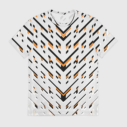 Мужская футболка Чёрные и жёлтые полосы на белом фоне / 3D-принт – фото 1