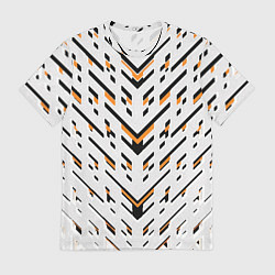 Мужская футболка Чёрные и жёлтые полосы на белом фоне