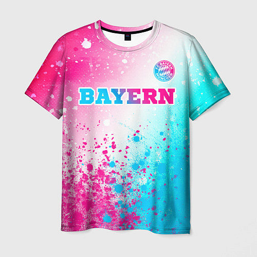 Мужская футболка Bayern neon gradient style посередине / 3D-принт – фото 1