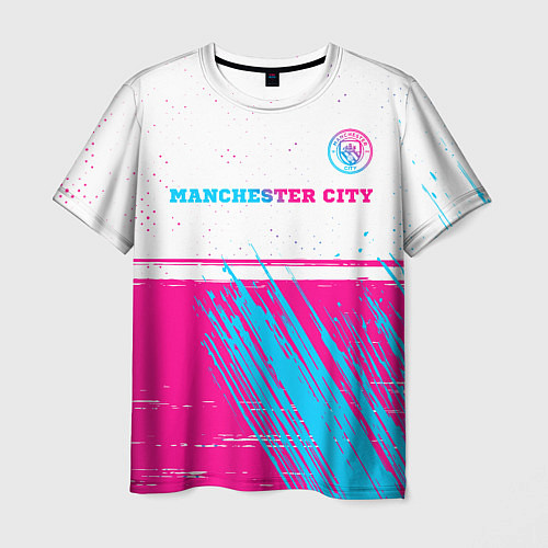 Мужская футболка Manchester City neon gradient style посередине / 3D-принт – фото 1