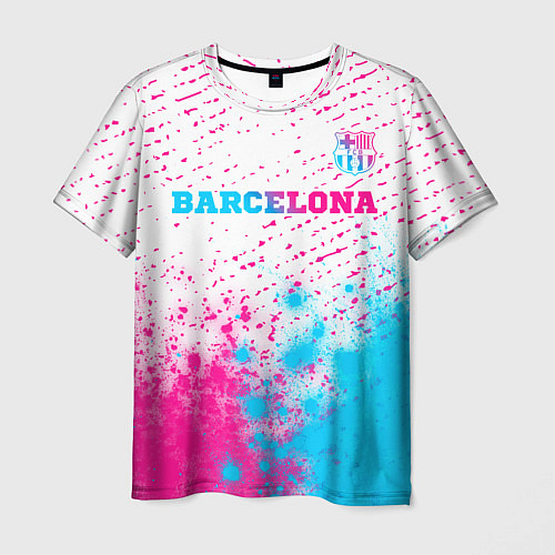 Мужская футболка Barcelona neon gradient style посередине / 3D-принт – фото 1