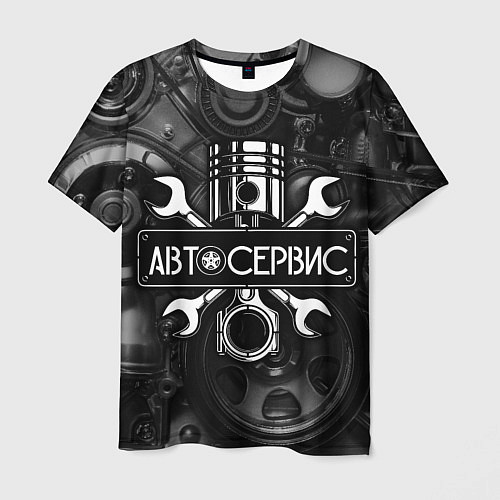 Мужская футболка Автосервис - двигатель / 3D-принт – фото 1