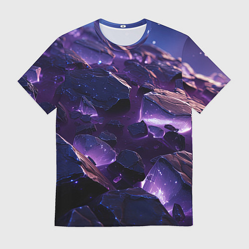 Мужская футболка Фиолетовые неоновые камни со светом / 3D-принт – фото 1