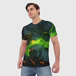 Футболка мужская Неоновая яркая геометрическая абстракция со светом, цвет: 3D-принт — фото 2