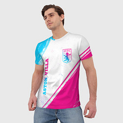 Футболка мужская Aston Villa neon gradient style вертикально, цвет: 3D-принт — фото 2