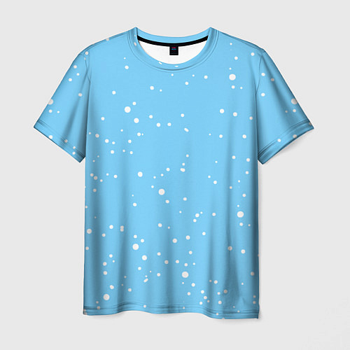 Мужская футболка Снежинки на нежно голубом / 3D-принт – фото 1