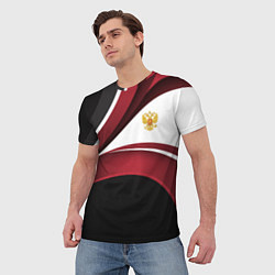 Футболка мужская Униформа Россия - бордовая, цвет: 3D-принт — фото 2