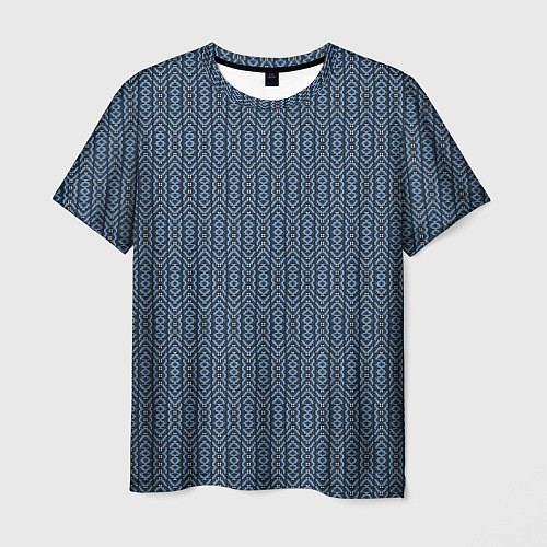 Мужская футболка Серо-синий текстурированные полосы / 3D-принт – фото 1