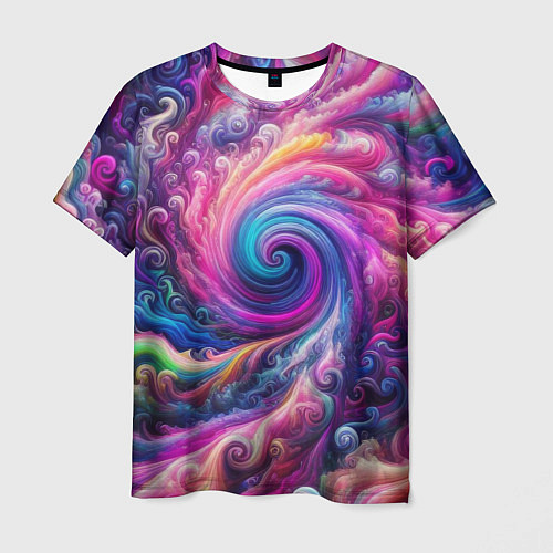 Мужская футболка Абстракция, водоворот из ярких красок / 3D-принт – фото 1