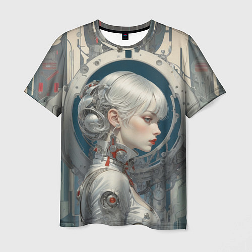 Мужская футболка Платиновая девушка-андроид / 3D-принт – фото 1