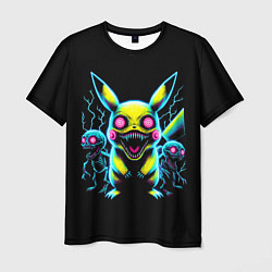 Футболка мужская Pikachu and skeletons - neon glow ai art, цвет: 3D-принт