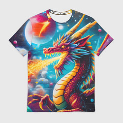 Футболка мужская Космический дракон - граффити, цвет: 3D-принт