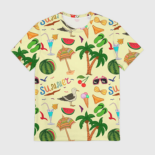 Мужская футболка Летний отпускной паттерн / 3D-принт – фото 1