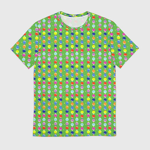 Мужская футболка Паттерн с вертикальными гирляндами на зеленом / 3D-принт – фото 1