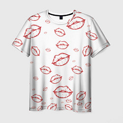 Футболка мужская Паттерн красные губы на белом - lips classic, цвет: 3D-принт