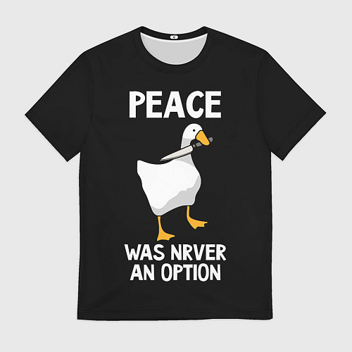 Мужская футболка Белый гусь с кухонным ножом / 3D-принт – фото 1