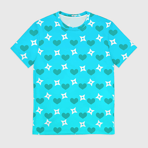Мужская футболка Сюрикены и сердечки: голубой / 3D-принт – фото 1