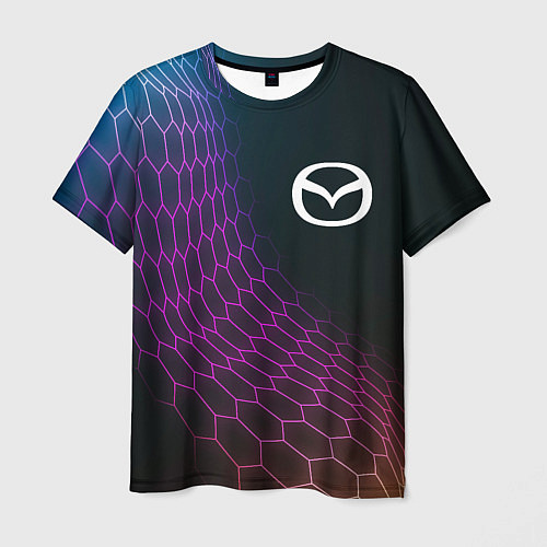 Мужская футболка Mazda neon hexagon / 3D-принт – фото 1