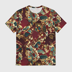 Футболка мужская Витражный узор на рубиновом фоне, цвет: 3D-принт
