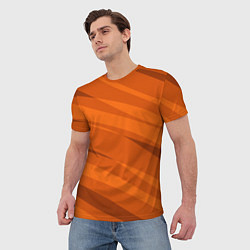 Футболка мужская Тёмный оранжевый полосами, цвет: 3D-принт — фото 2