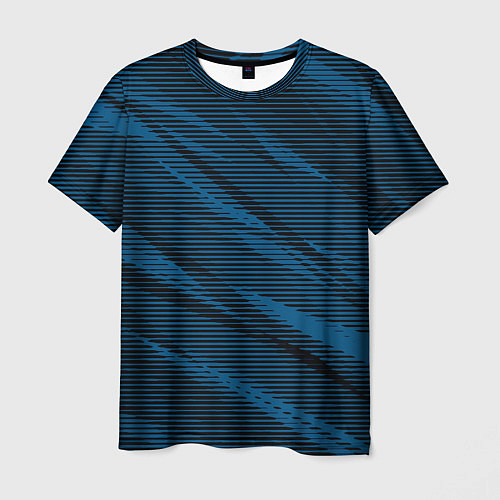 Мужская футболка Полосатый чёрно-синий / 3D-принт – фото 1