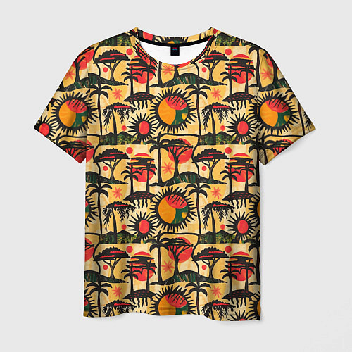 Мужская футболка Африка солнце пальмы / 3D-принт – фото 1