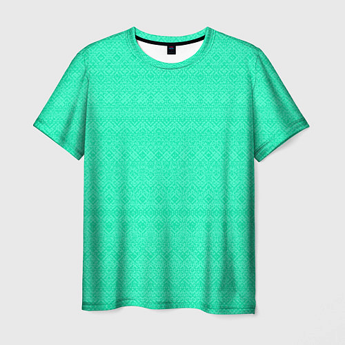 Мужская футболка Аквамарин однотонный полосатый узор / 3D-принт – фото 1