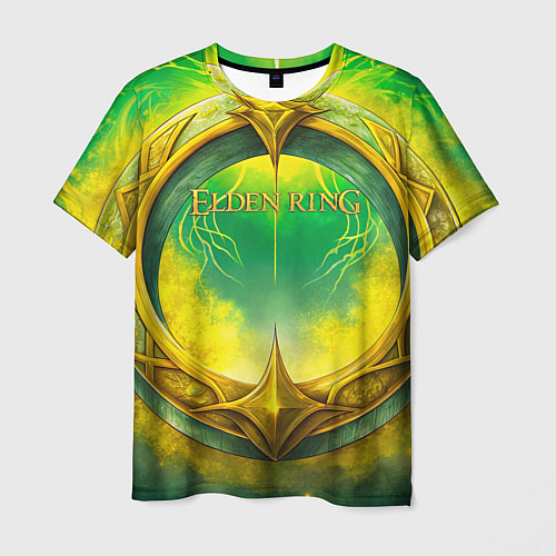 Мужская футболка Elden Ring зелено-желтое кольцо / 3D-принт – фото 1