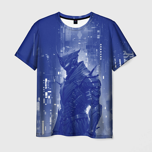 Мужская футболка Боевой андроид в синих тонах / 3D-принт – фото 1
