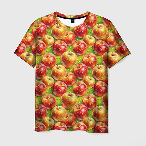 Мужская футболка Вкусные яблоки паттерн / 3D-принт – фото 1