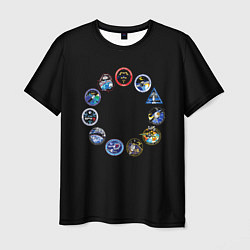 Футболка мужская NASA круг логотипов, цвет: 3D-принт