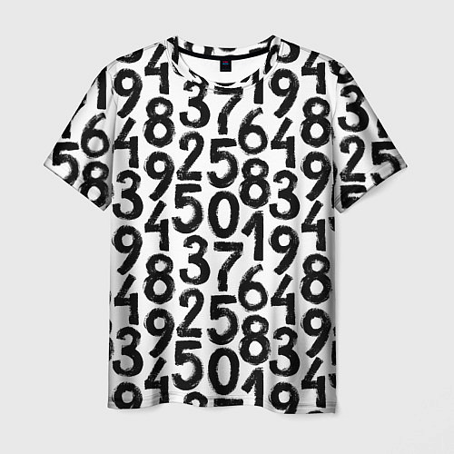 Мужская футболка Гранжевые числа / 3D-принт – фото 1