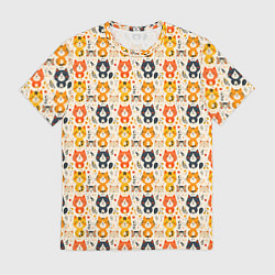 Мужская футболка Разноцветные котята ретро узор
