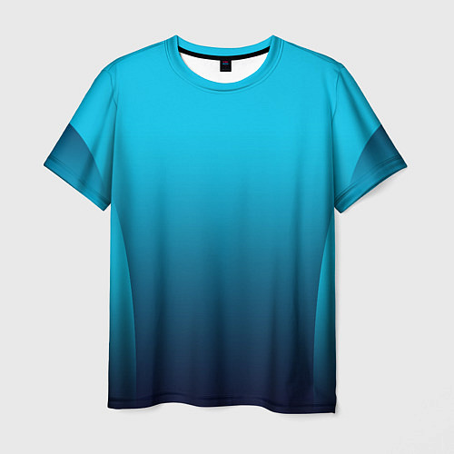 Мужская футболка Яркий голубой с синим градиент комбинированный кро / 3D-принт – фото 1