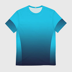 Мужская футболка Яркий голубой с синим градиент комбинированный кро